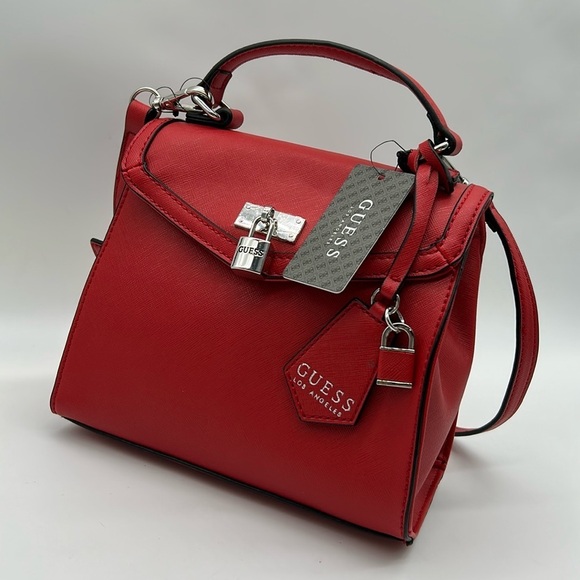 2173- GUESS Crossbody Vegan Bag Red Color NWT - Picture 3 of 11